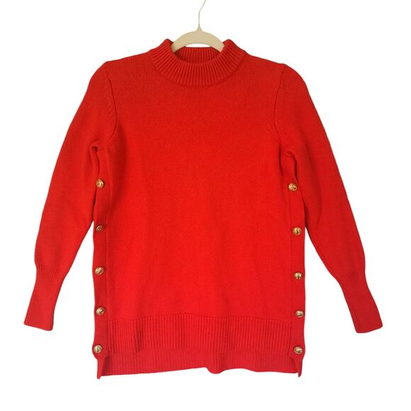 Tuckernuck 100% Wool Bexley Pullover Crewneck Gold Buttons Red Size Small - Picture 4 of 12